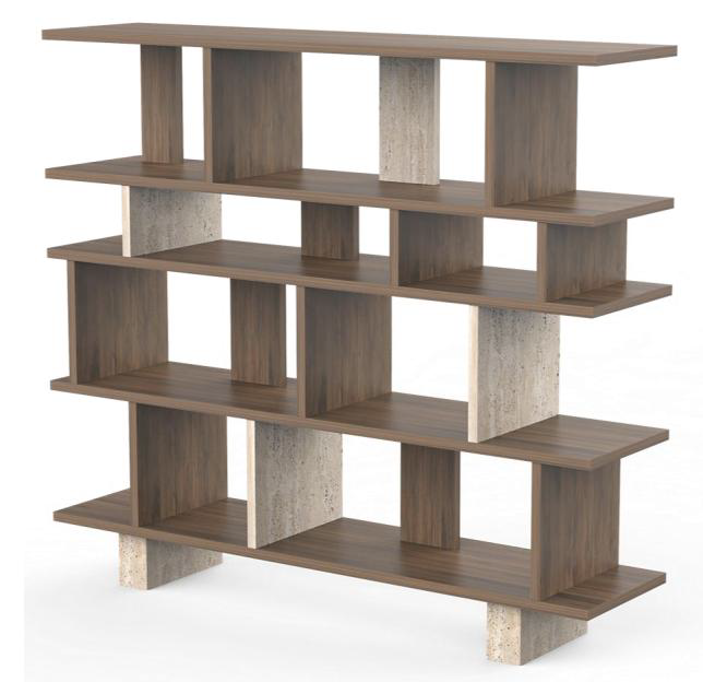 Travertine marble and mango wood shelf