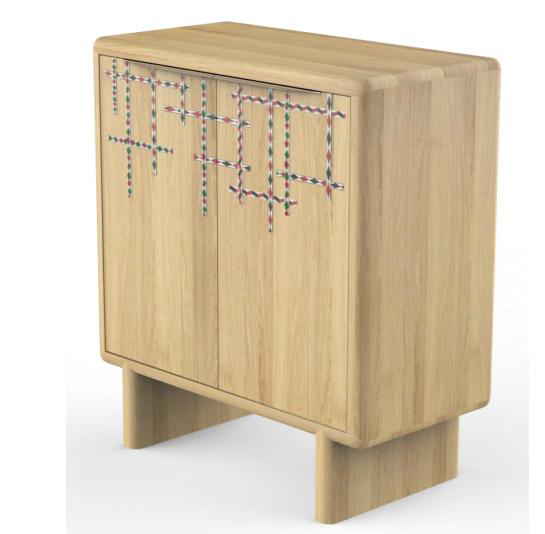 Mango wood with marble strip inlay