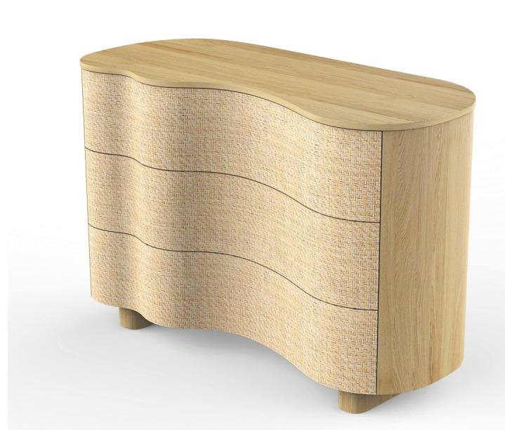 Oak wood with grass cloth chest