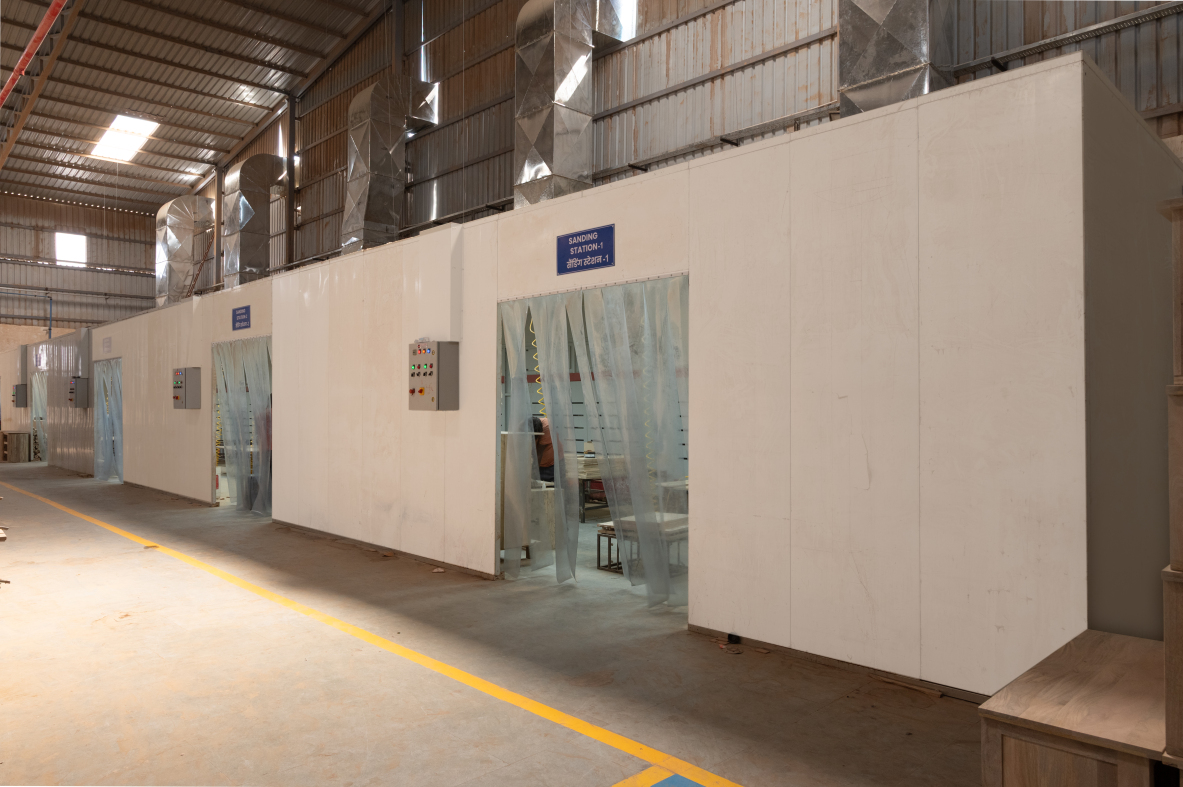 Sanding stations used in metal finishing